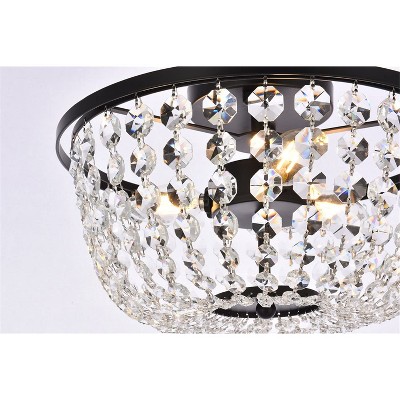 Cora 13'' Black Iron and Crystal Flush Mount Light