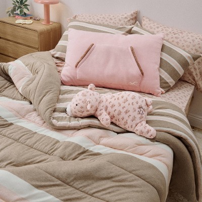 Детские мягкие игрушки The Hollister Collection at Target Pink Floral Bear Weighted Plush Throw Pillow — фото 2