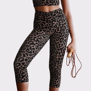 Women's Cropped Leopard Cheetah Leggings - LASCANA - 1 of 4