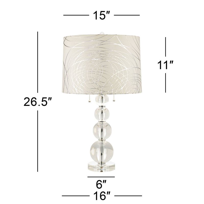 Vienna Full Spectrum Modern Table Lamp 26.5" High Clear Crystal Stacked Spheres Off White Drum Shade for Living Room Family Bedroom Bedside, 4 of 7