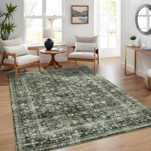 Floral Indoor Rug - Non-Slip, Washable Low-Pile Carpet for Living Room, Bedroom & Kitchen | Stain-Resistant - 1 of 4