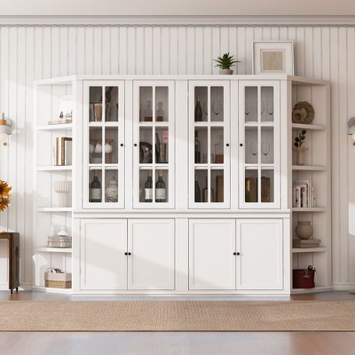 Sapphtopaz Bookcase with Storage, Farmhouse Display Cabinets with Storage, Bookshelf for Livingroom, Office