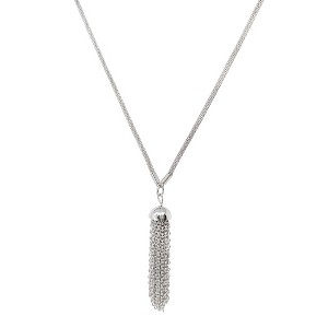 West Coast Jewelry Women's Polished Lariat Tassel Drop Stainless Steel Necklace - 1 of 4
