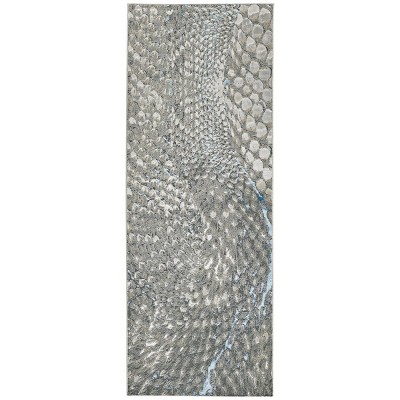 Azure Modern Abstract Blue/Silver/Gray Area Rug