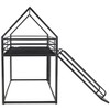 Sapphtopaz High House Bunk Bed with Guardrails, Simple Bed Frame with Ladder or Slide for Bedroom and Dormitory - 2 of 4
