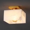 JONATHAN Y Chiara Modern Contemporary Alabaster/Iron LED Semi Flush Mount White Marbling/Brass Gold - 2 of 4