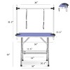 Heavy Duty Folding Dog Grooming Table with Stainless Steel Frame Pet Grooming Table with Adjustable Arm Noose and Mesh Tray - LAOTIES - 2 of 4
