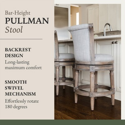 Reclaimed Oak Swivel Bar Stool with Leather Upholstery