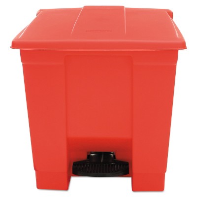 Rubbermaid Indoor Utility Step-On Waste Container, Square, Plastic, 12gal, Red