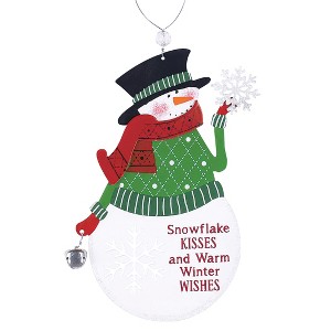 Collections Etc Adorable Snowman Kisses Christmas Ornament with Gift Box - 1 of 2