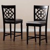 Baxton Studio Set of 2 Arden Upholstered Wood Counter Height Barstools: Espresso Finish, Polyurethane - 3 of 4
