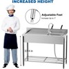 21"x20"x37" free-standing stainless steel sink with 360° rotating faucet, hot/cold water supply, and storage rack for kitchens and outdoor use. - 3 of 4