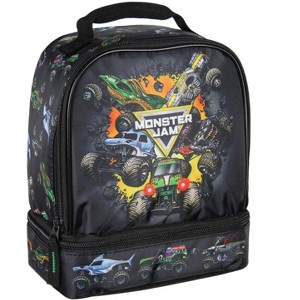 Monster Jam Lunch Box Grave Digger Megalodon Pirate's Curse Dual Compartment Insulated Big Lunch Bag for Work Travel - 1 of 4