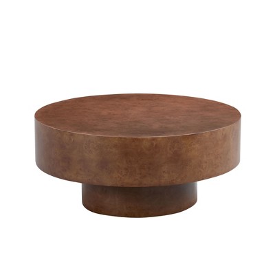 Airsurfer Large Rich Brown Coffee Table Contemporary Round Coffee Table Living Room Centerpiece for Modern Living Room Decor