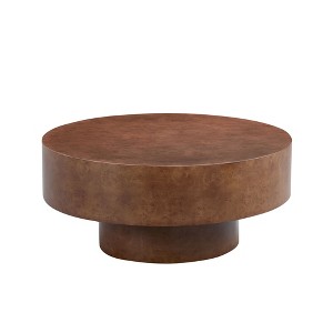 Airsurfer Large Rich Brown Coffee Table Contemporary Round Coffee Table Living Room Centerpiece for Modern Living Room Decor - 1 of 4
