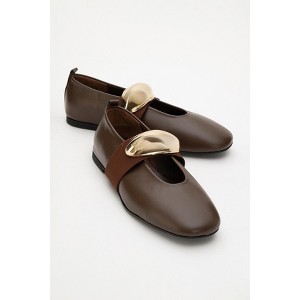 Zoey - Brown Leather Ballet Flats (Women) Brown 5.5 Forever & Always Shoes - 1 of 4