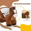 Whisen Baby Rocking Horse, Baby Rocking Chair, Plush Animal Rocker with Sound, Wooden Base, & Safety Belt for Baby - Brown - 3 of 4