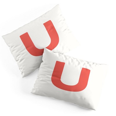 Deny Designs Standard April Lane Art Block Red Monogram U Microfiber Printed Pillow Sham