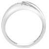Pompeii3 Mens 1/10ct White Gold Diamond Ring Contour Brushed Three Stone Wedding Band - 3 of 4