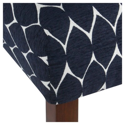 Mid-Tone Walnut Wood Barstool in Textured Navy - 24" Height