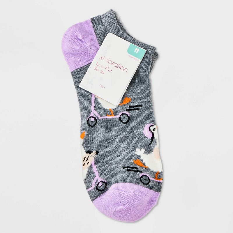 Women&#39;s Scooter Geese Low Cut Socks - Xhilaration&#8482; Gray/Purple 4-10, 2 of 4