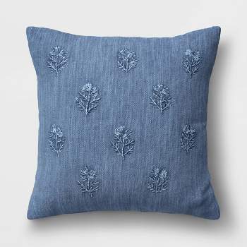 Embroidered Floral Square Throw Pillow - Threshold™