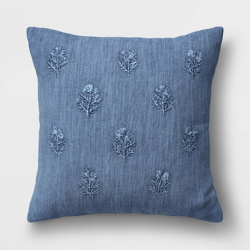 Embroidered Floral Square Throw Pillow - Threshold™, 1 of 12