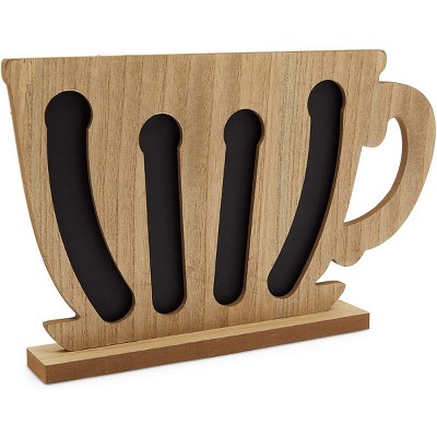 Juvale Wooden Coffee Pod Holder Storage Organizer for Kitchen Counter, Wall Mountable, Compatible with Nespresso Pods, 9.6 x 15 Inches