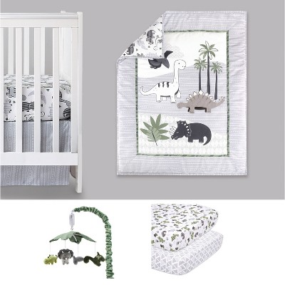 Image of The Peanutshell Dino Crib Bedding Set, 2 Pk Sheets and Mobile - 6 Piece Set