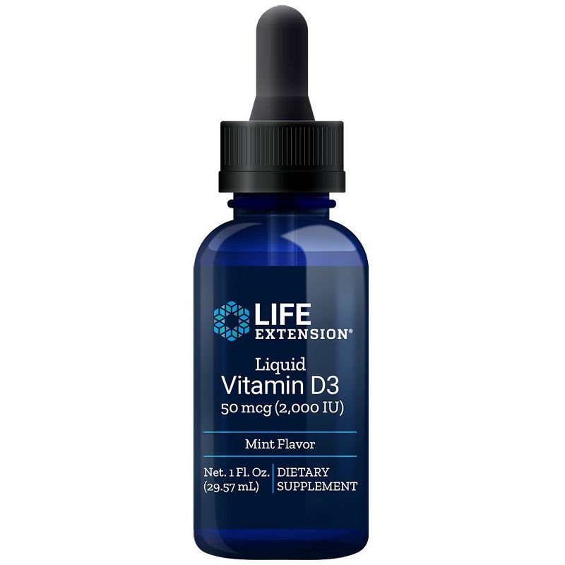 Life Extension Liquid Vitamin D 3 2000 IU Mint Flavor  -  1 fl oz Liquid, 1 of 3