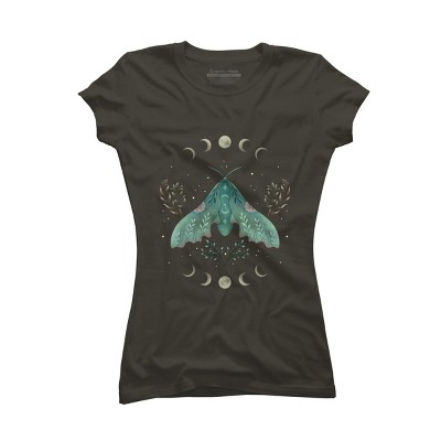 Junior's Design By Humans Luna and Moth By EpisodicDrawing T-Shirt