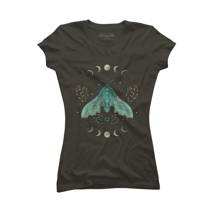 Junior's Design By Humans Luna and Moth By EpisodicDrawing T-Shirt, 1 of 4