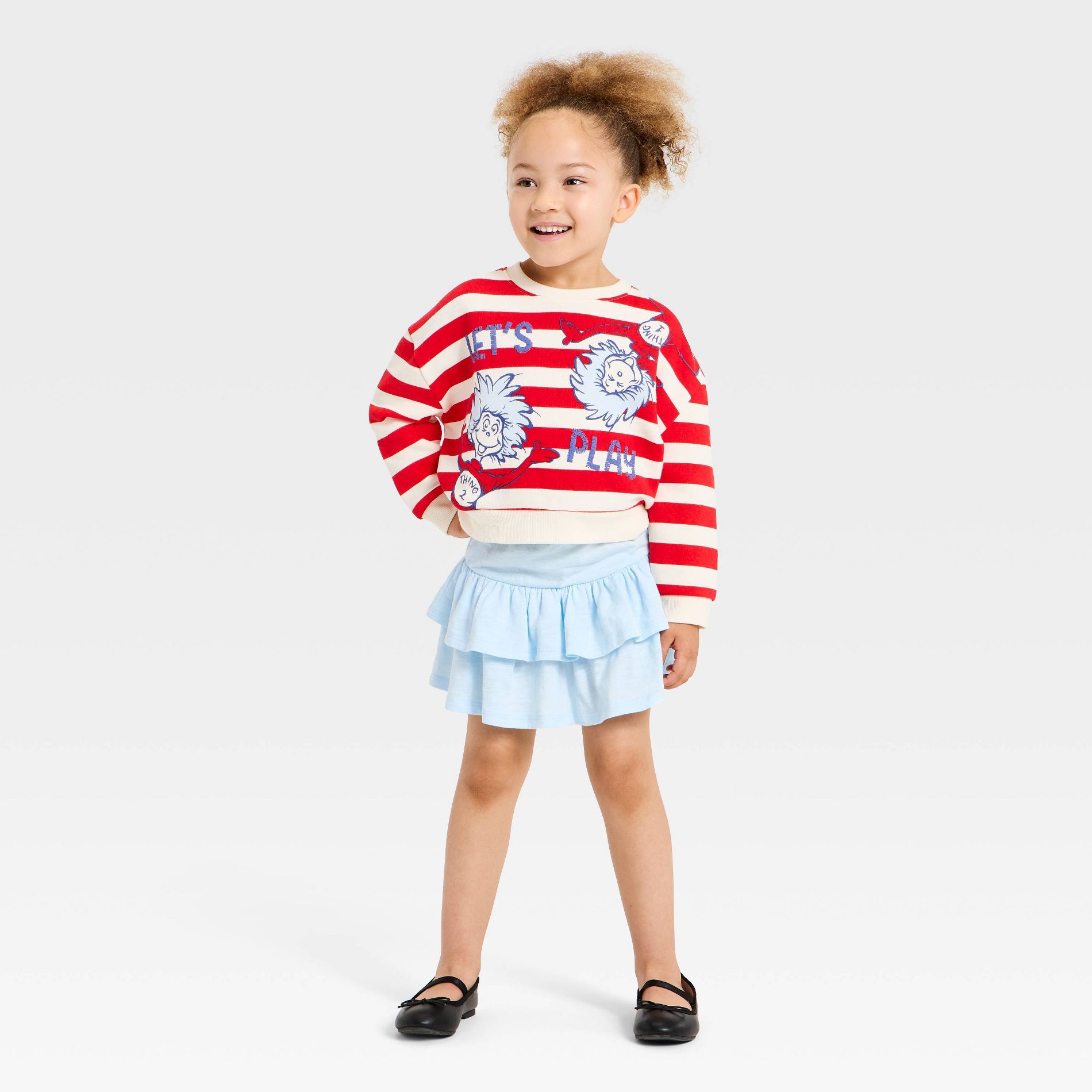 Toddler Girls' 2pc Dr. Suess Thing 1 Thing 2 Sweatshirt & Skirt Set