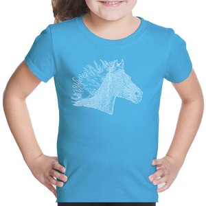 LA Pop Art Girl's Word Art T-shirt - Horse Mane - 1 of 4
