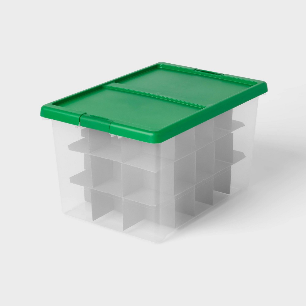 Large Latching Clear Ornament Storage Box - Green Lid - Brightroom™