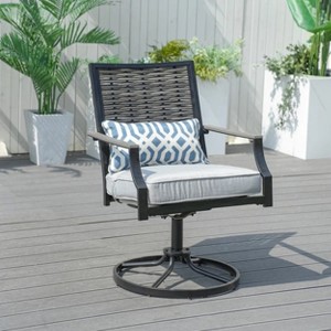Moda Furnishings 2PCS Steel Teslin Wicker Outdoor Swivel Dining Armchairs - 1 of 4