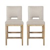 Lyngins Modern Upholstered Bar Stools Set of 2,Counter Height Bar Stools with L-Shaped Back & Rubberwood Legs,Counter Stools for Kitchen - 2 of 4