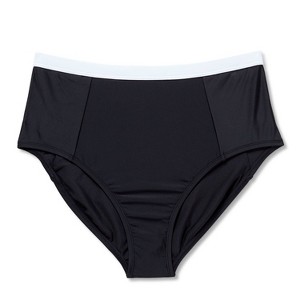 Women's Post Mastectomy High-Waist Medium Coverage Bikini Bottom - Shade & Shore™ Black - 1 of 3