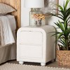 Baxton Studio Bonilla Teddy Bear Fabric and Rubberwood 2 Drawer Nightstand White: Polyester, MDF, Modern Design - 2 of 4