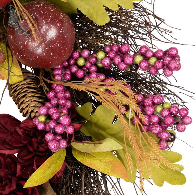 Northlight Mums and Pomegranates Artificial Fall Harvest Twig Wreath, 24-Inch, 5 of 8