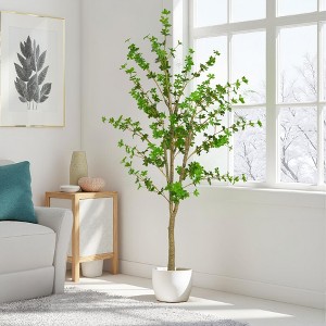 KTMBDW Artificial Enkianthus Tree 6.3FT Fake Trees with Lifelike Green Leaves Faux Floor Tall Plants Green Decorative Trees for Home Office Decor - 1 of 4