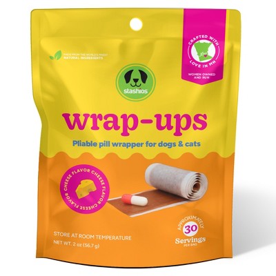 Stashios: Wrap-Ups: Pill Wrapper - Cheese - 30 Servings Bag, Dogs & Cats, Pet Treat Hides Any Size Pills, All Natural Limited Ingredients, USA Made