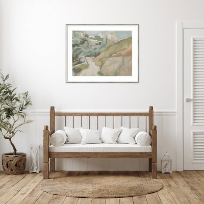 41" x 33" Abstract Landscape Lithograph in White Frame