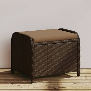 vidaXL Patio Stool with Cushion Brown 22.8"x18.1"x18.1" Poly Rattan - 1 of 4