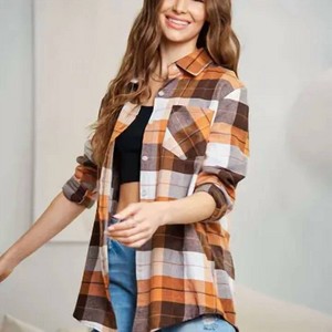 Women's Plus Size Button Down Plaid Shirt - ADORA - 1 of 3