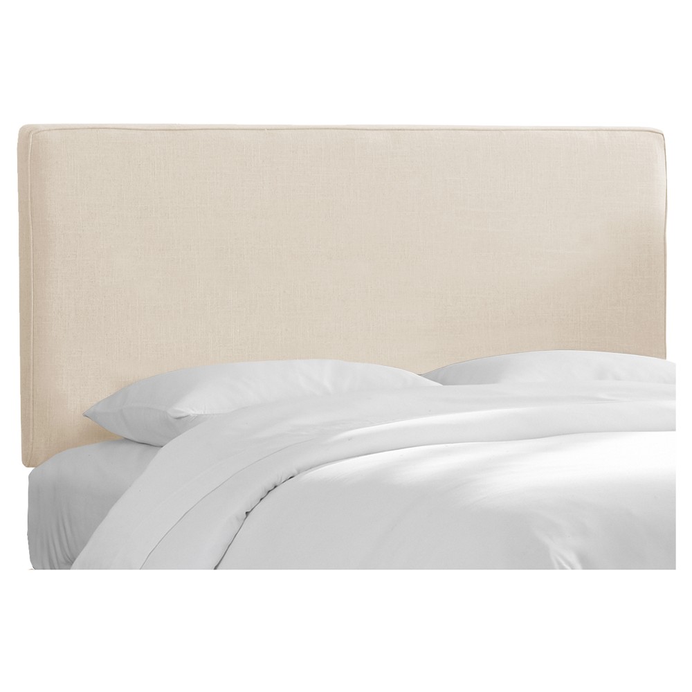 Skyline Furniture Queen Harper Box Seam Headboard Talc Linen: Adjustable, Pine & Metal Frame, Floral Pattern