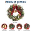 24 Inch Pre-Lit Christmas Wreath with Bell, Bow, Red Berries & Pine Cones - Red & Green Holiday Decoration - 2 of 4