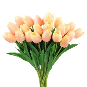Unique Bargains PU Real Touch Artificial Flowers with Stems 24 Pcs - 1 of 4