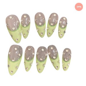 Hachikiko Emerald Star Shine Press-On Nails - Bold Luxe Design with Metallic Embellishments for Unique Style - 1 of 4