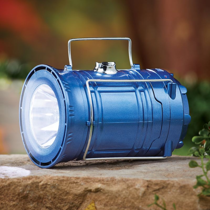 Collections Etc Portable Solar Bright LED Lighted Emergency Lantern 5.25 X 3.75 X 7.5 Blue Modern & Contemporary, 3 of 5